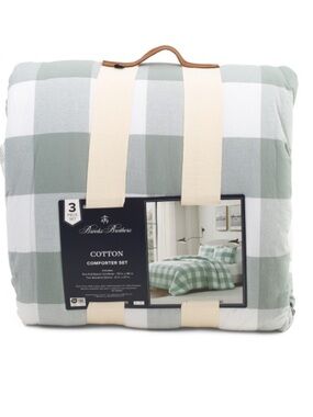 Brooks Brothers Cotton Comforter Set - Sage Green Buffalo Check